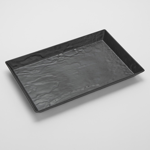 American Metalcraft  FSMEL23  MELAMINE TRAY, REC., FAUX SLATE, BLK., 18''L country of origin-CHINA